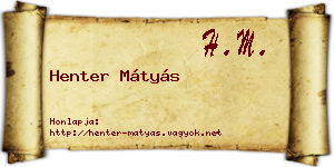 Henter Mátyás névjegykártya